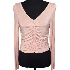 American Eagle Soft and Sexy Long-Sleeved Cropped Ruched Top Shirt Small